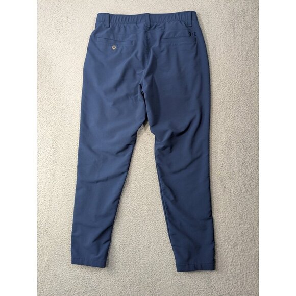 Under Armour Golf Pants Mens 36x34 (Meas 34x31) Blue Nylon Blend Stretch Chino - Picture 2 of 11